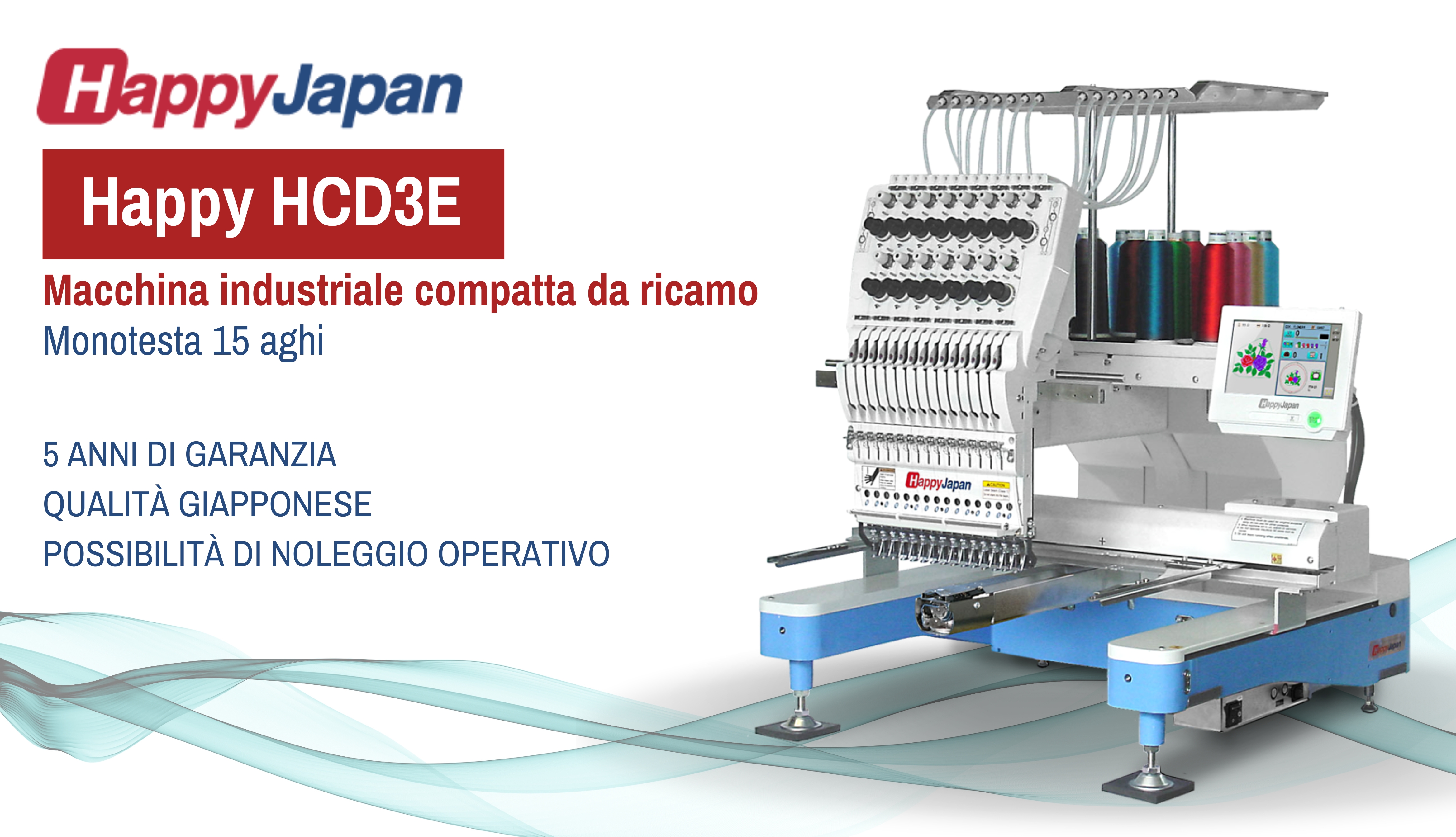 Macchina da ricamo industriale Happy HCD3E monotesta a 15 aghi